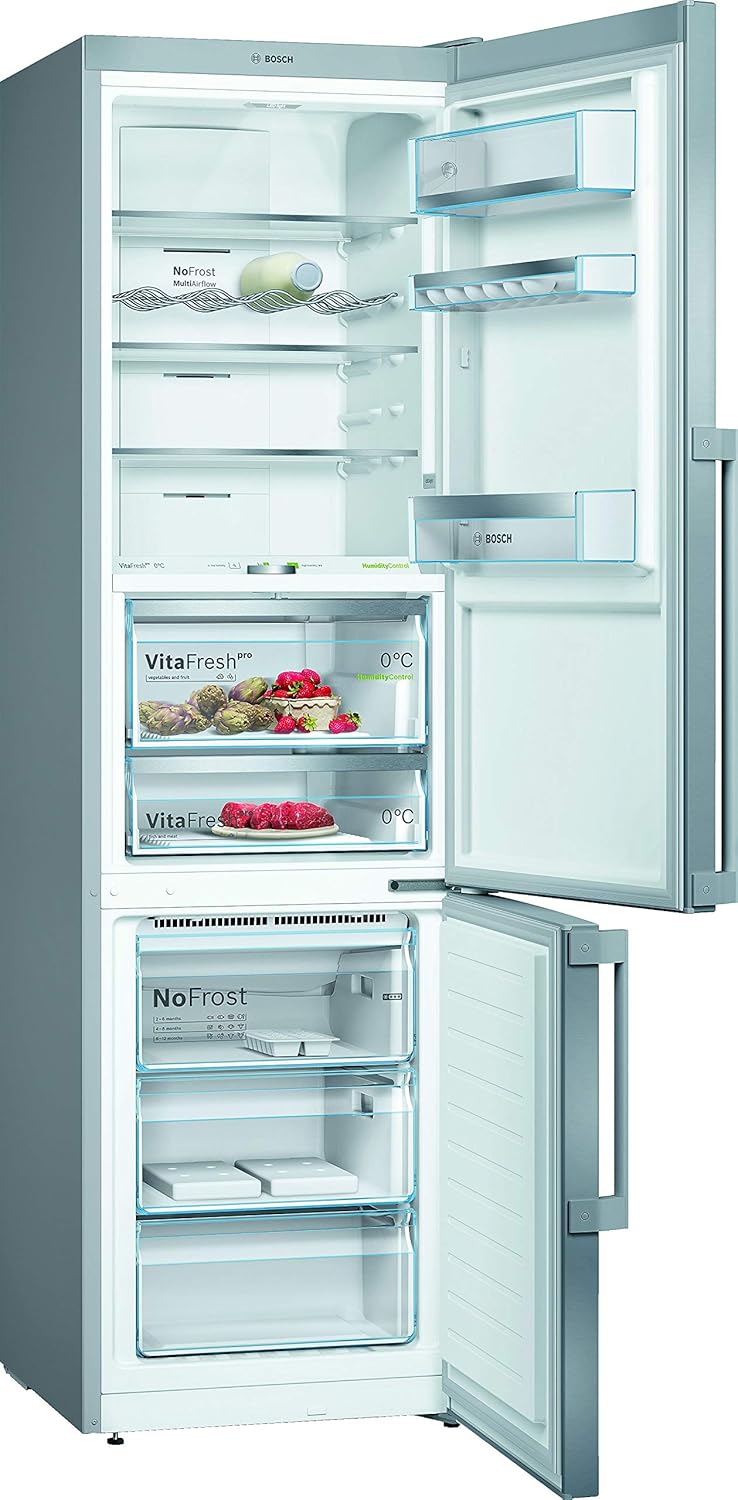 Bosch KGN36NWEA Serie 2 Kühl-Gefrier-Kombination, 186 x 60 cm, 215 L Kühlen & 87 L Gefrieren, NoFrost nie wieder abtauen, LED-Beleuchtung gleichmäßige Ausleuchtung