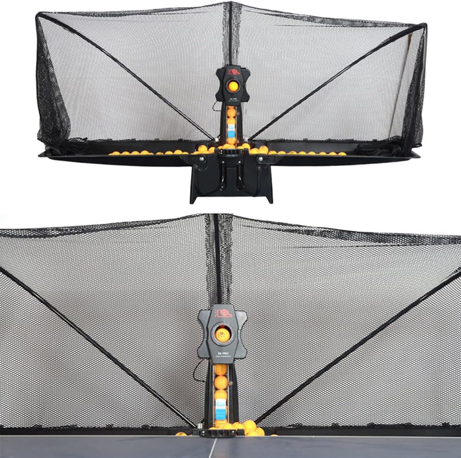 Tischtennis Roboter, Tischtennis Roboter Ballmaschine mit Netz und neun verschiedenen rotierenden Bällen, für das persönliche Training, kein manuelles Ballaufsammeln erforderlich