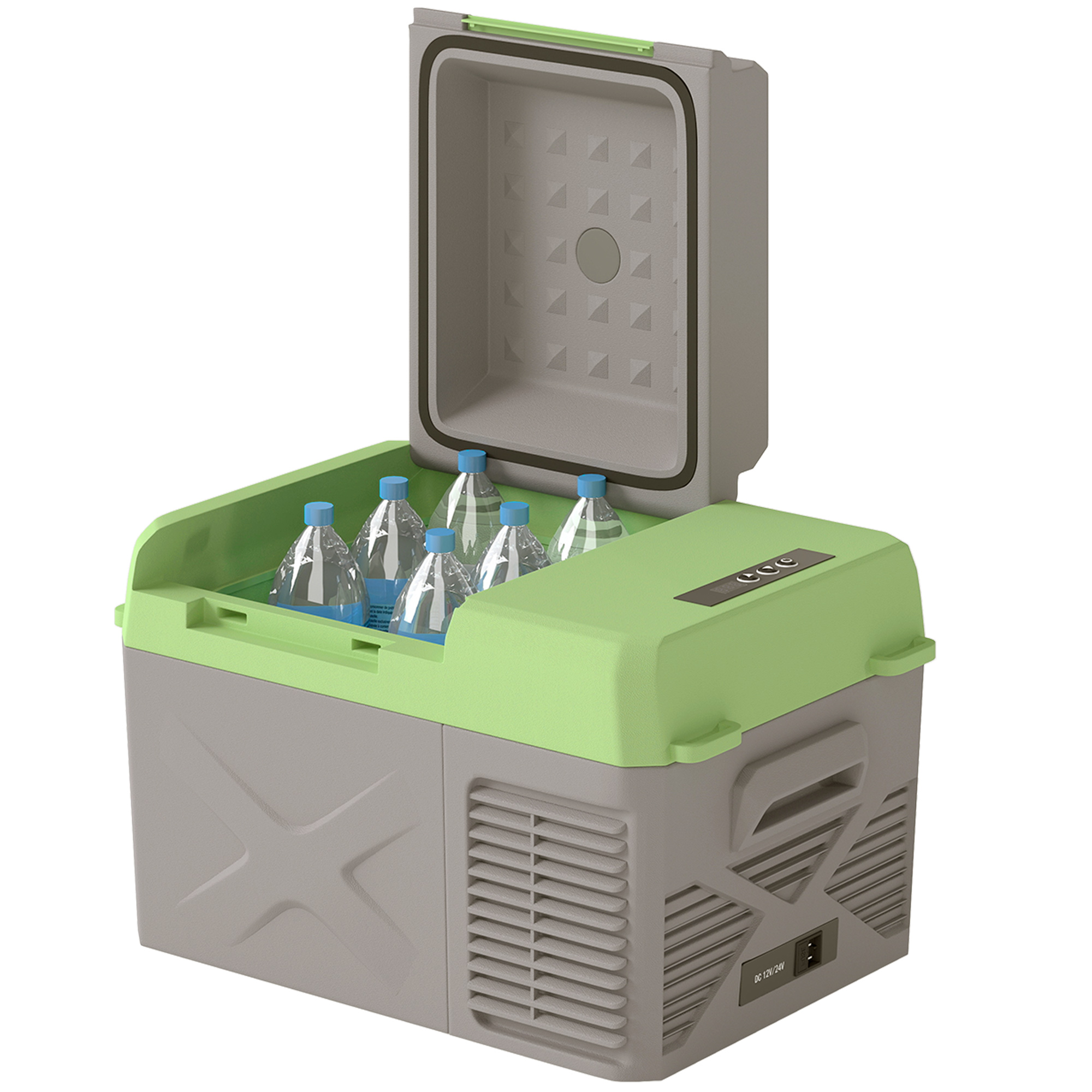 12 Liter Compressor Koelbox Elektrische Koelbox met Anschluss Koel- en Vriesfunctie Grijs+Groen