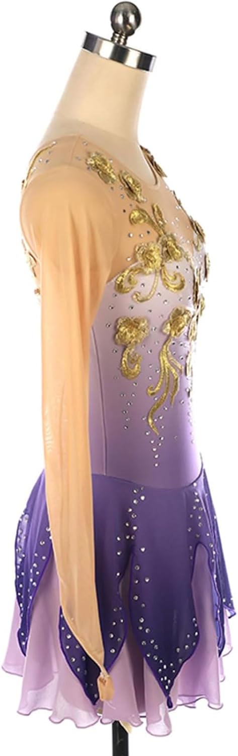 Damen Eiskunstlauf Kleid Mädchen Eislauf Wettbewerb Kleidung Halofärben Ballett Gymnastik Aktivkleidung Kristall Rollschuh Üben Kostüm