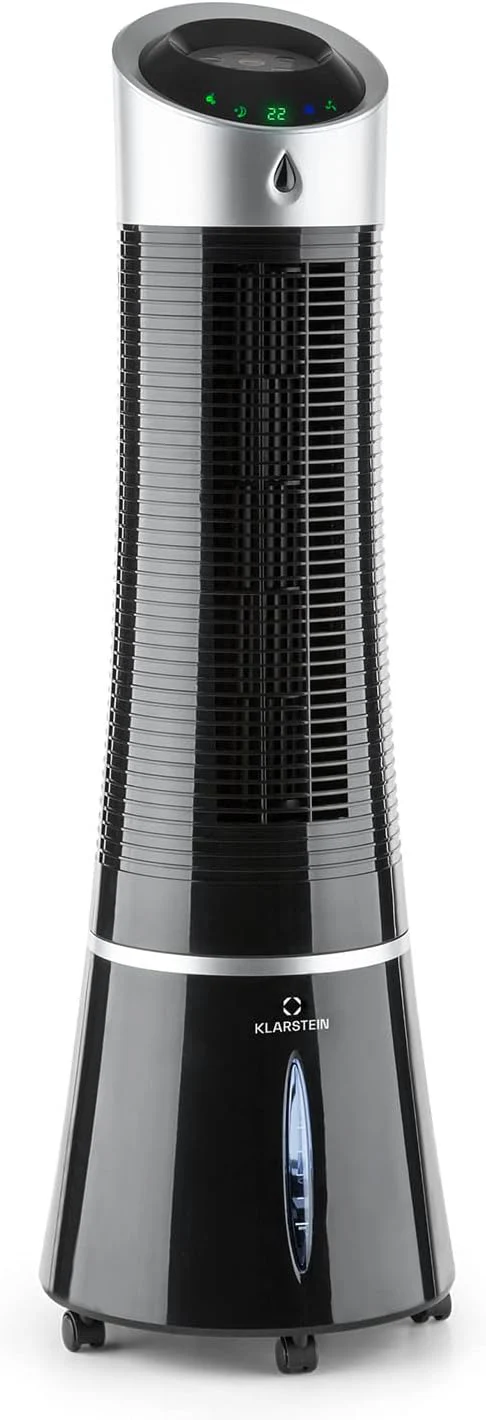 Klarstein 4-in-1: Slimme luchtkoeler, ventilator, luchtbevochtiger & ionisatie I 6 L watertank, oscillatie, 30 W, 210 m3/u, timer I Klimaatregelaar zonder afvoerslang, Mobiele airconditioner, Zwart-ros��goud