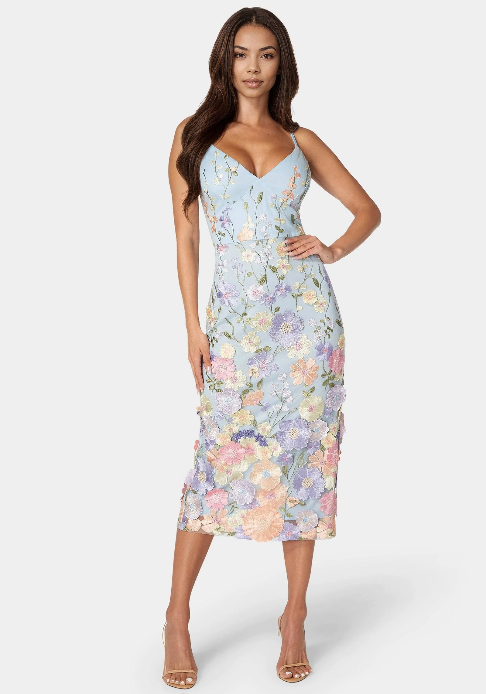 Bebe Women’s Floral Embroidered Midi Dress