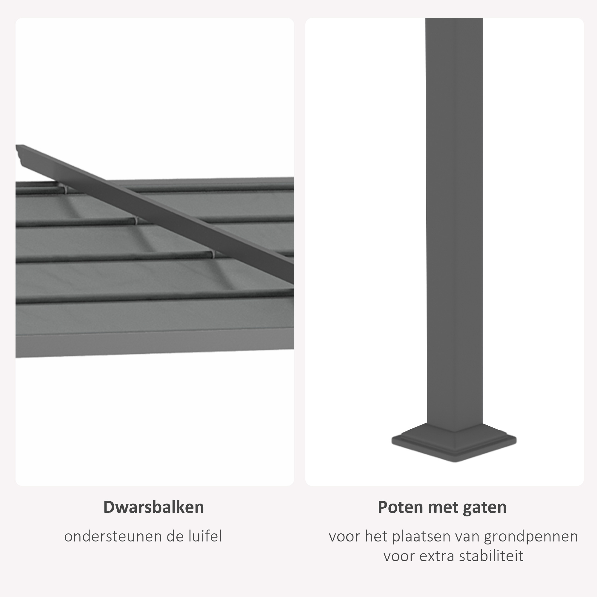 Pergola met Bevestigingsmaterialen, Intrekbaar Dak, 3,97m x 2,95m x 2,3m, Donkergrijs