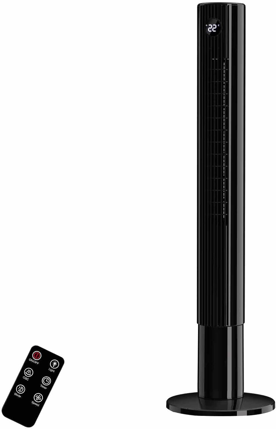 Tower-Ventilator mit Fernbedienung, 26dB Leiser Betrieb, Bladeless Design, 7,8m/s Starke Windkraft, 85° Oszillation, 3 Geschwindigkeiten & 3 Modi, 12h Timer – Für Schlafzimmer, Zuhause & Büro