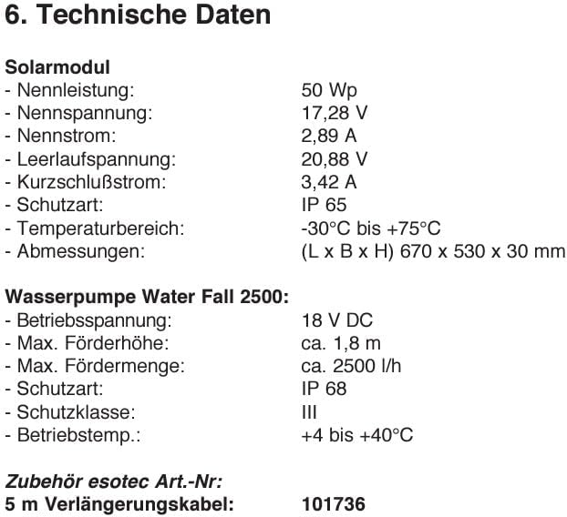 esotec Solar Bachlauf für Gartenteich 50/2500 Komplettset | Bachlaufpumpe Erdspieß Solarmodul 50W | Solarbrunnen für draussen | Wasserpiel Garten Vogeltränke Wasserfall 2500l/h | 101960