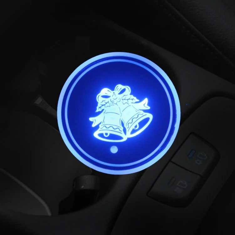 Car AcrylicColorful USB Charger Water Cup Groove LED Atmosphere Light, Bell, Santa Claus, Christmas Deer, Christmas Hat, Christmas Tree, Christmas, Glove, Socks, Snowflake, English Deer, English Christmas, English Tree