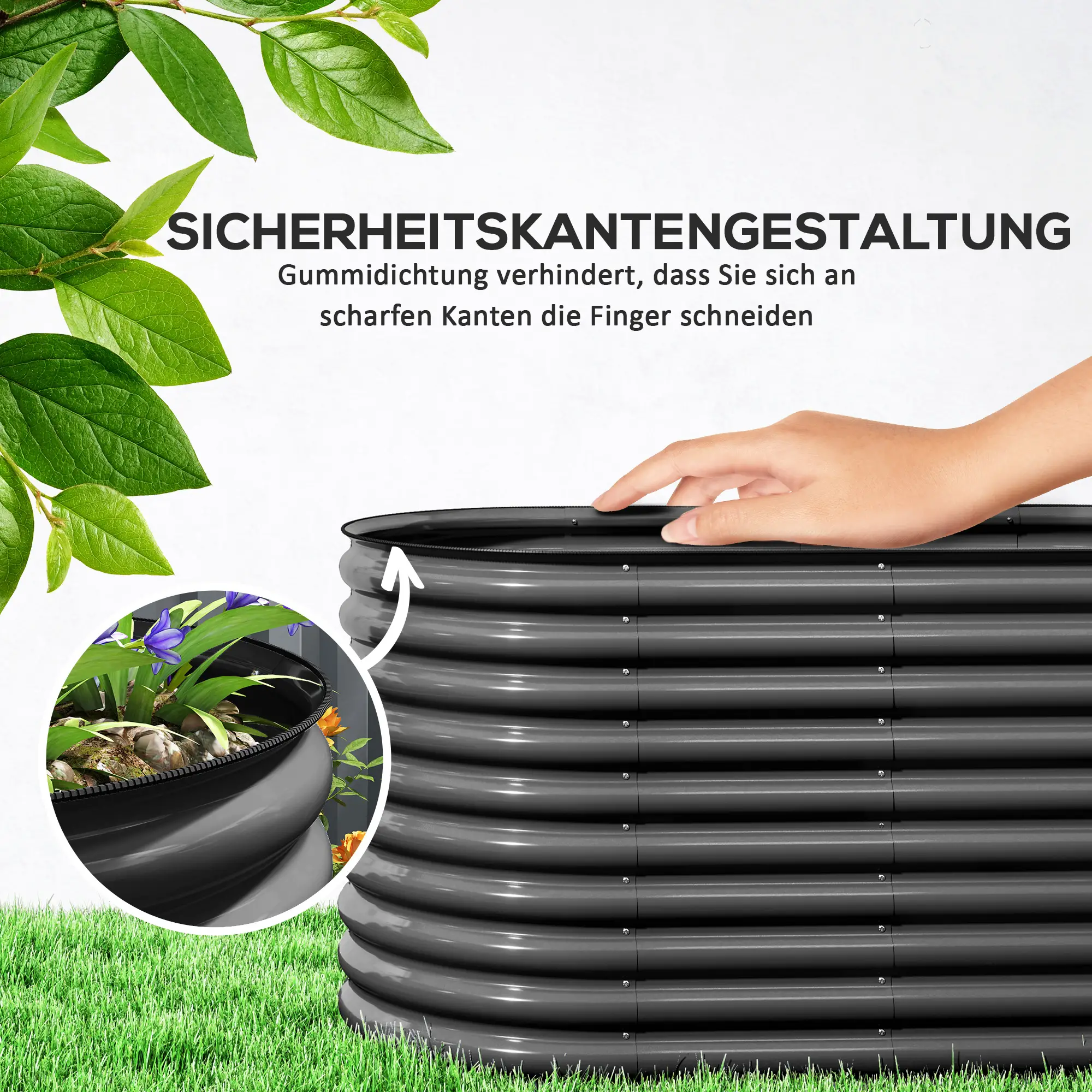 Verhoogde moestuinbak 160x80x80 cm van staal voor tuin & balkon