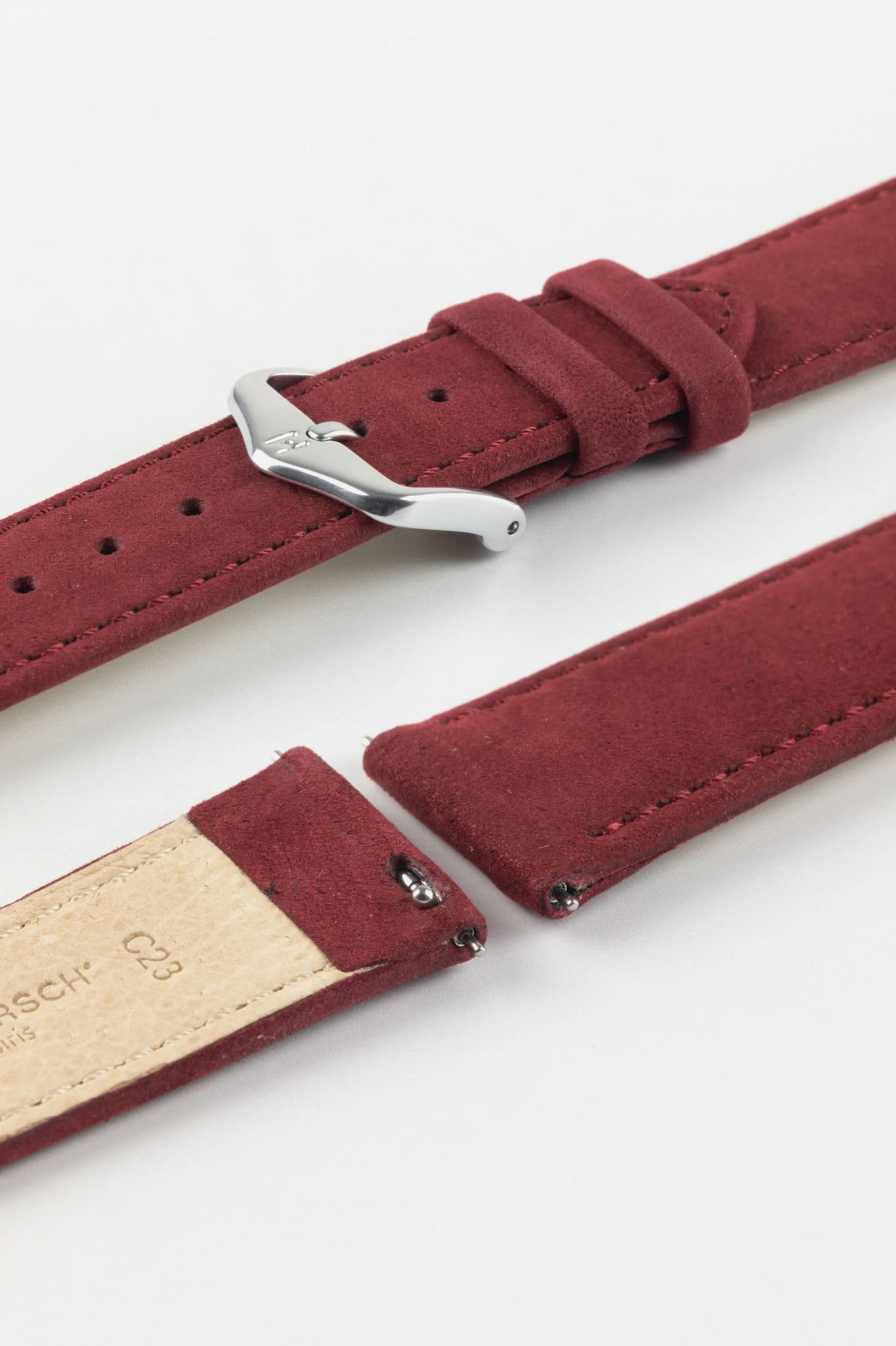 Hirsch OSIRIS Limited Edition Calf Leather with Nubuck Effect Watch Strap in BURGUNDY