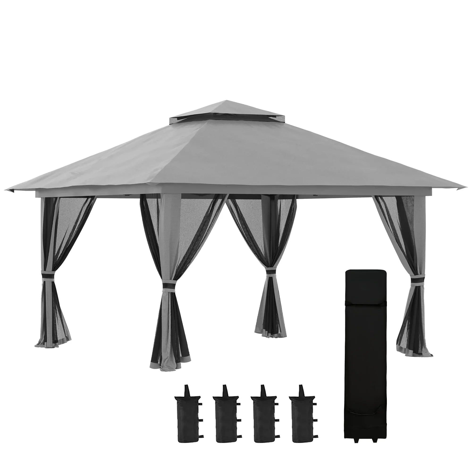 Outsunny Opvouwbare Partytent in hoogte verstelbaar UV50+ met Wieltjes