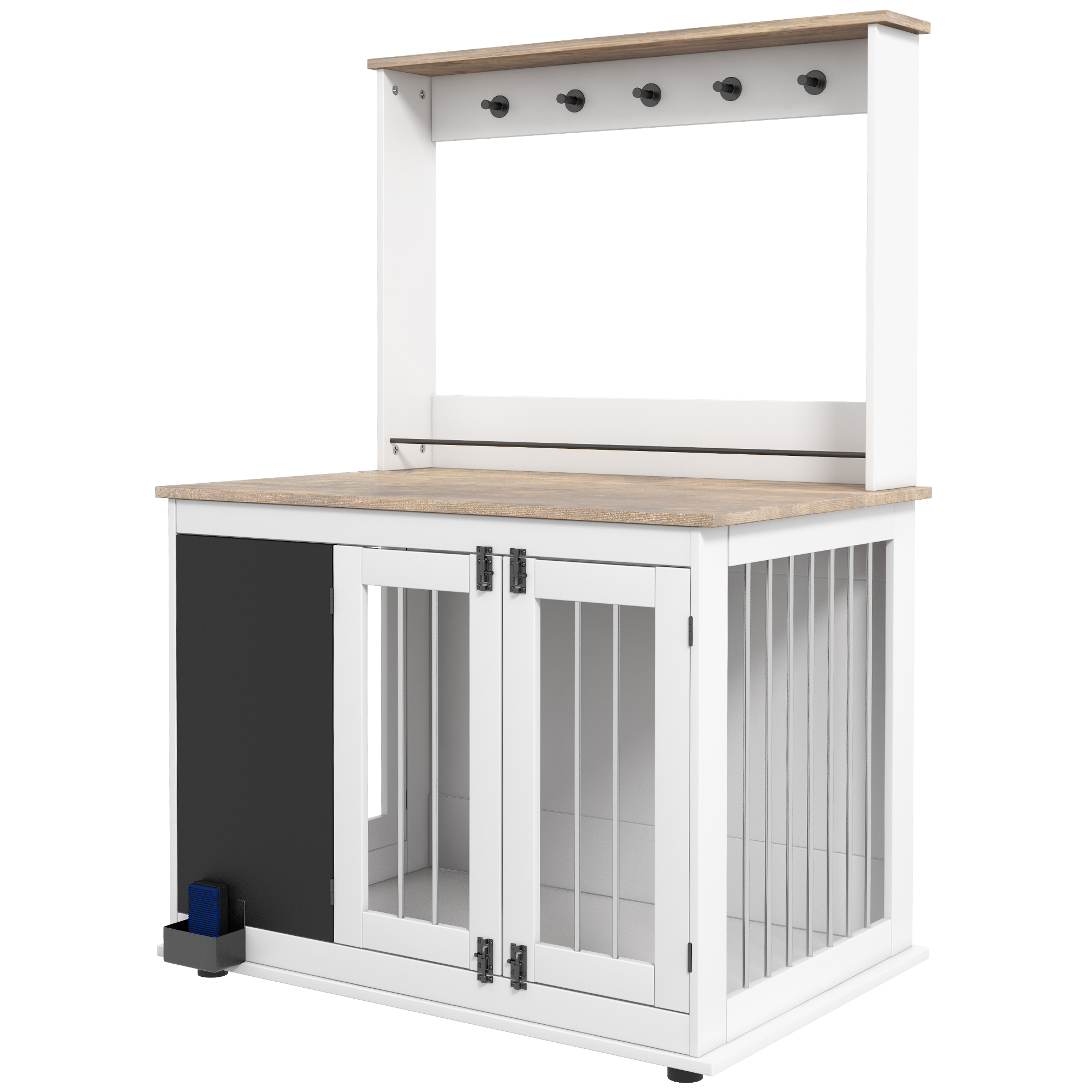 Hondenkooi met opbergplank voor speelgoed, haken voor lijnen, Krijtbord, Gum, voor grote honden, Wit