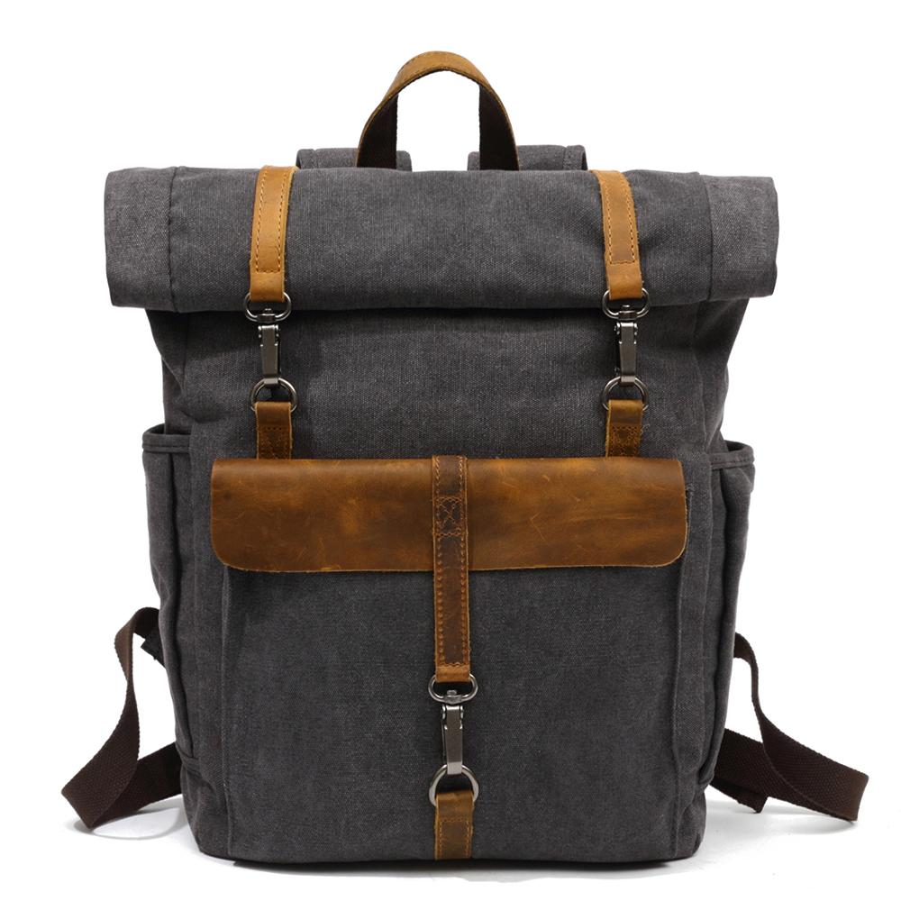 Retro Roll-top Canvas Backpack