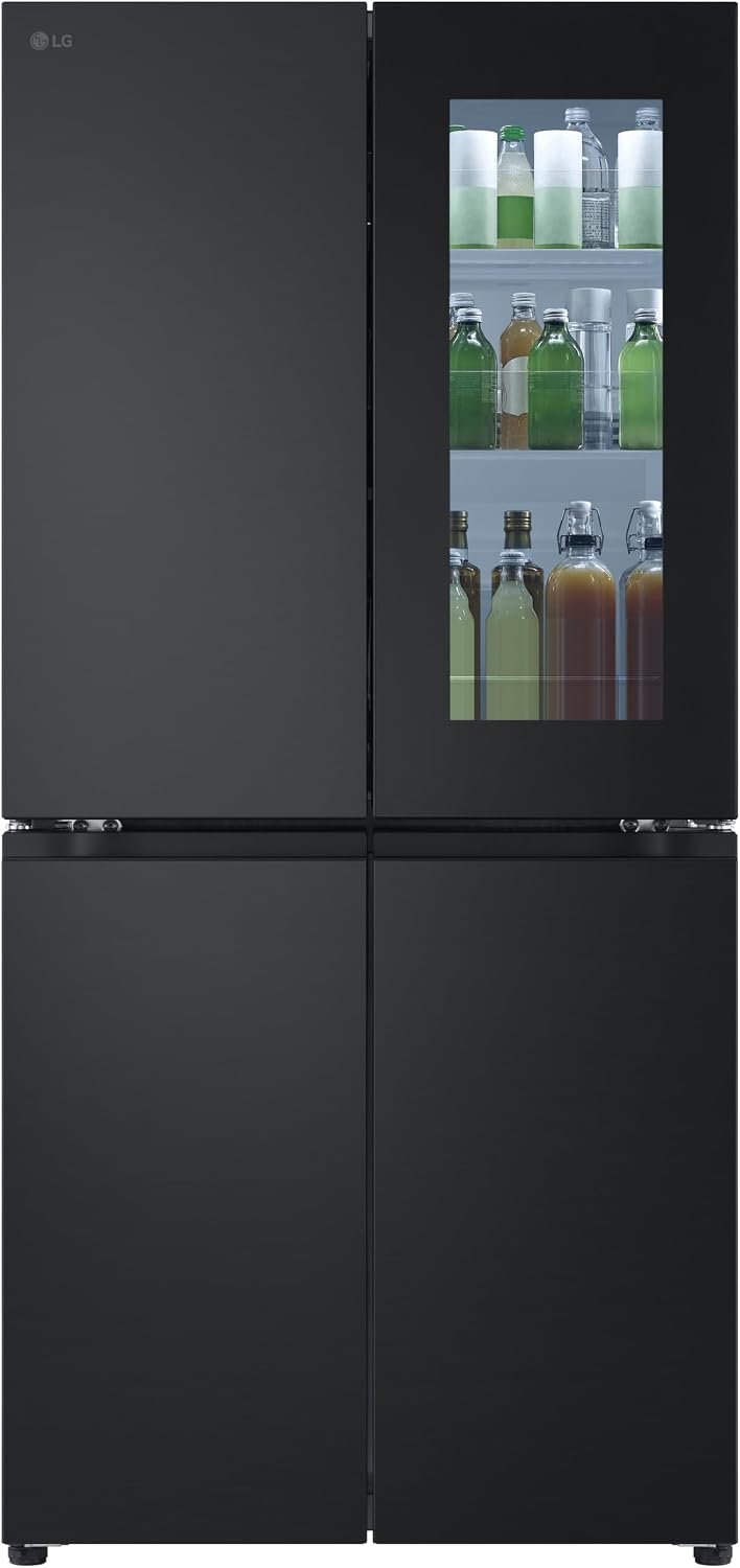 LG GMV860EPDE SLIM Multi-Door Kühlschrank mit Gefrierfach (530 L, Energieklasse E) mit InstaView, Express Freeze, AI Smart Learner, Total No Frost, Schwarz