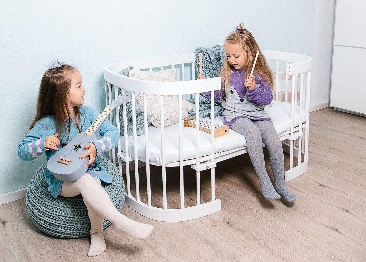 tweeto® Babybett 7 in 1 – mitwachsendes Babybett aus Holz | höhenverstellbares Beistellbett & Gitterbett | umbaubar zu Kinderbett & Laufstall (Buche Natur)