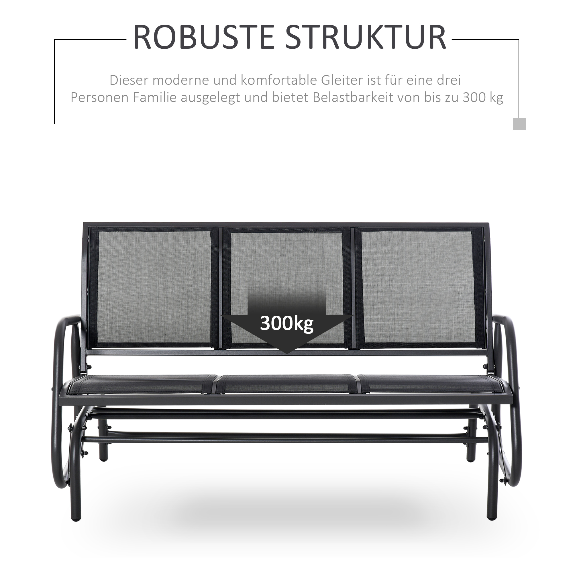 Schommelbank 3-zits tuinbank bank parkbank metaal 151 x 75 x 85 cm