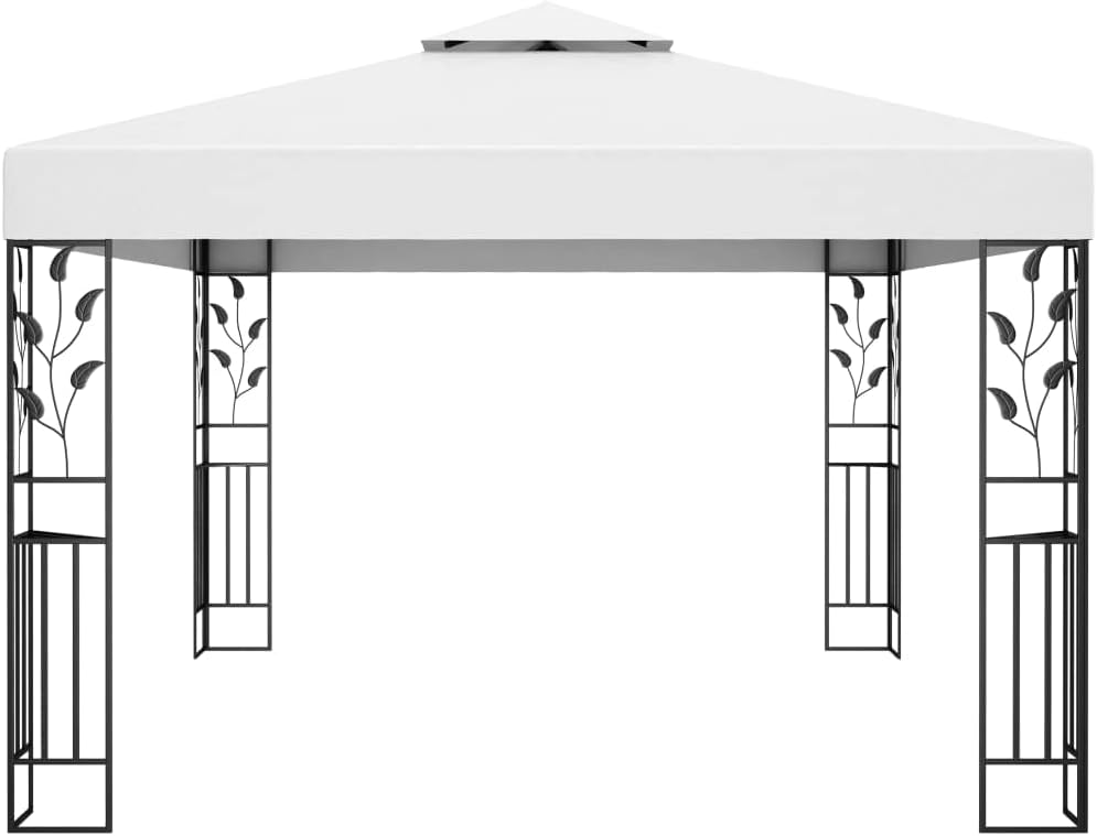 Pavillon mit Doppeldach Gartenpavillon für Garten, Terrassen 3x4 m Weiß