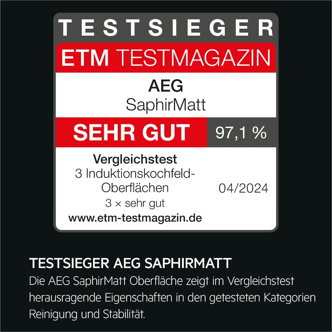 AEG Induktionskochfeld autark 80cm mit Dunstabzug / Made in Germany / 4 Flex-Kochzonen mit Bridge (Kombination 2er Zonen) / Auto-Funktion des Dunstabzugs / Aktivkohlefilter / COLI84COXB