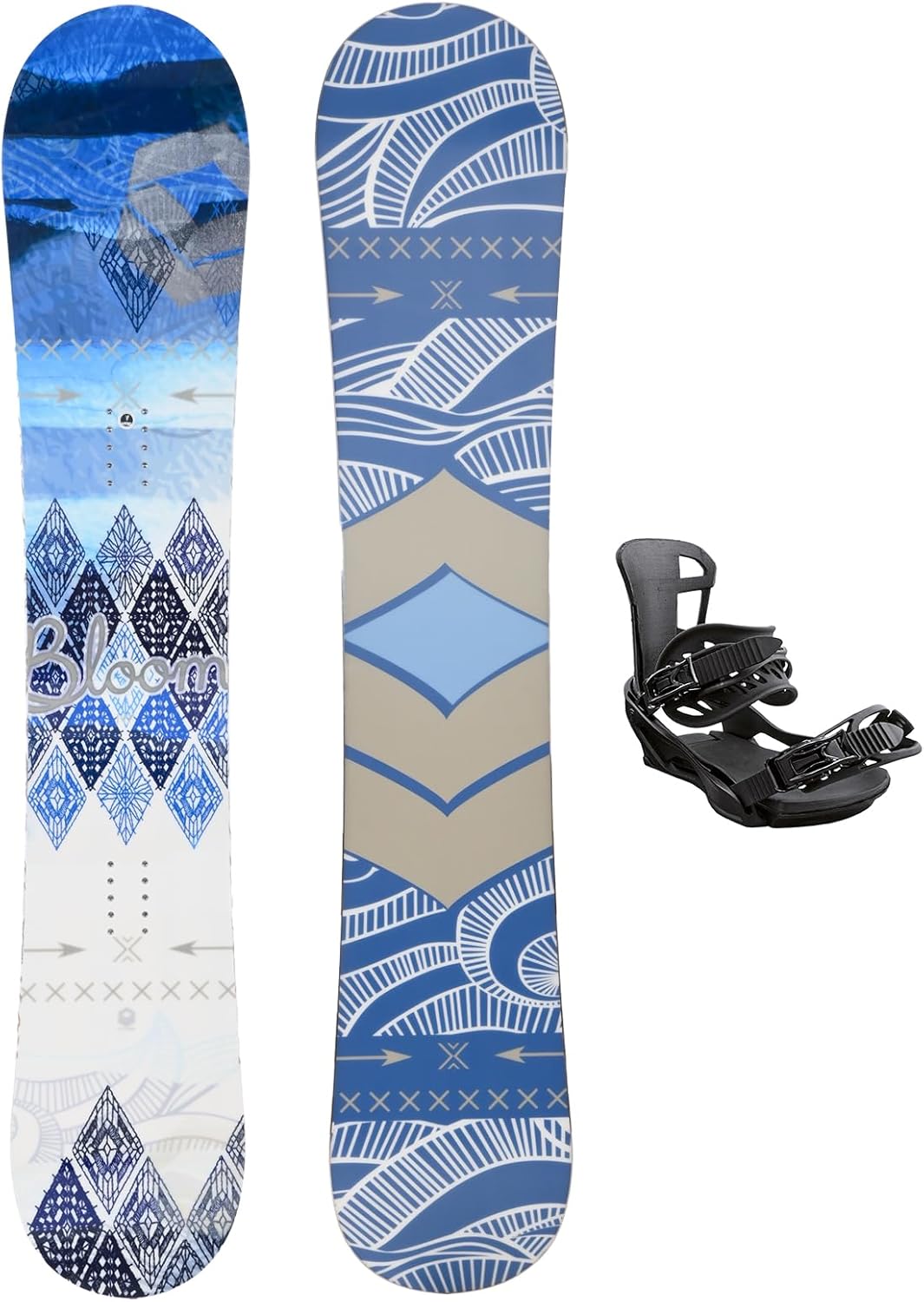 FTWO Set Damen Snowboard Bloom Ink Blau 147cm mit Sonic Bindung M Sale
