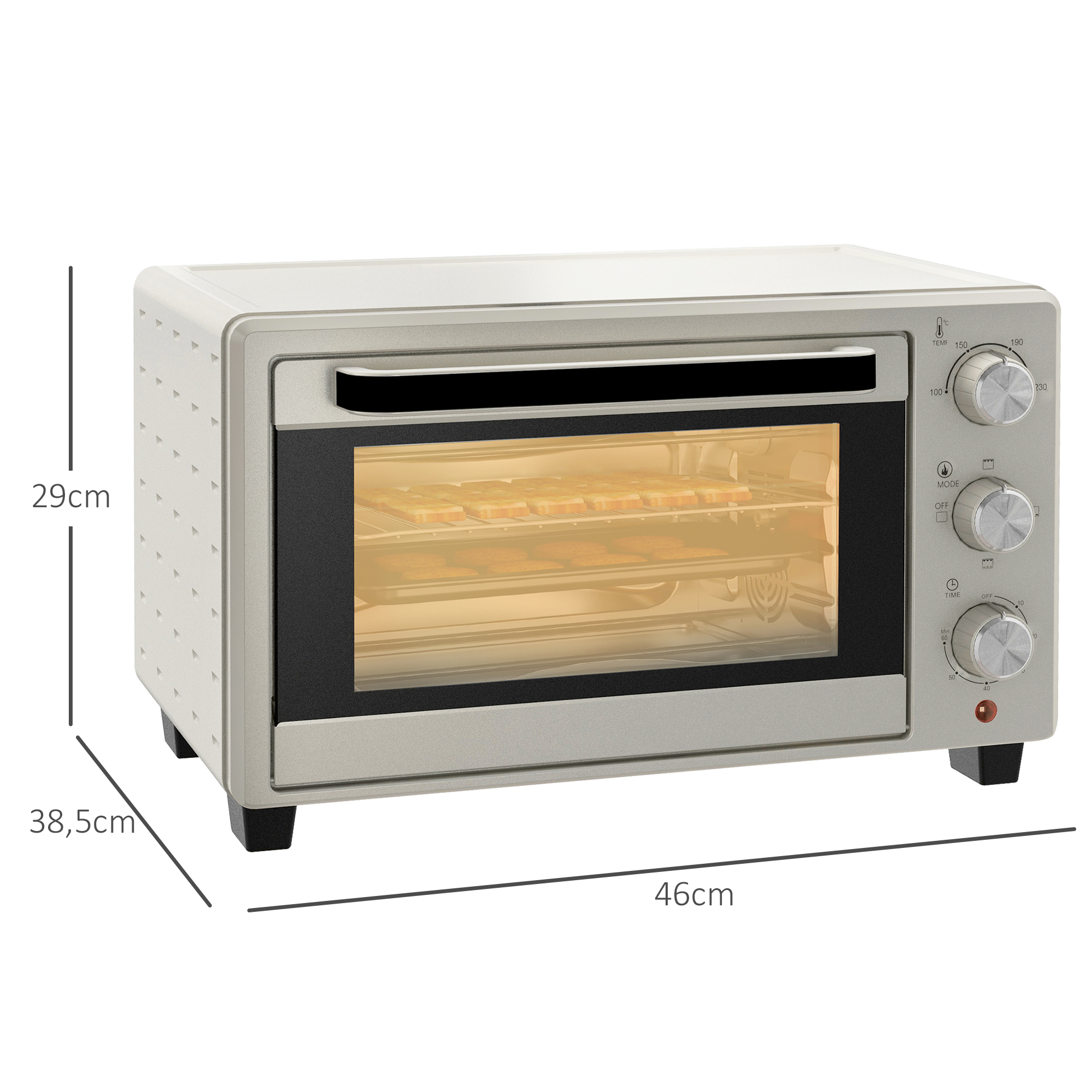 Minioven, 3 Kookmodi, tot 230�� C, 1400W, met Accessoires, 46x38,5x29cm, Cr��me