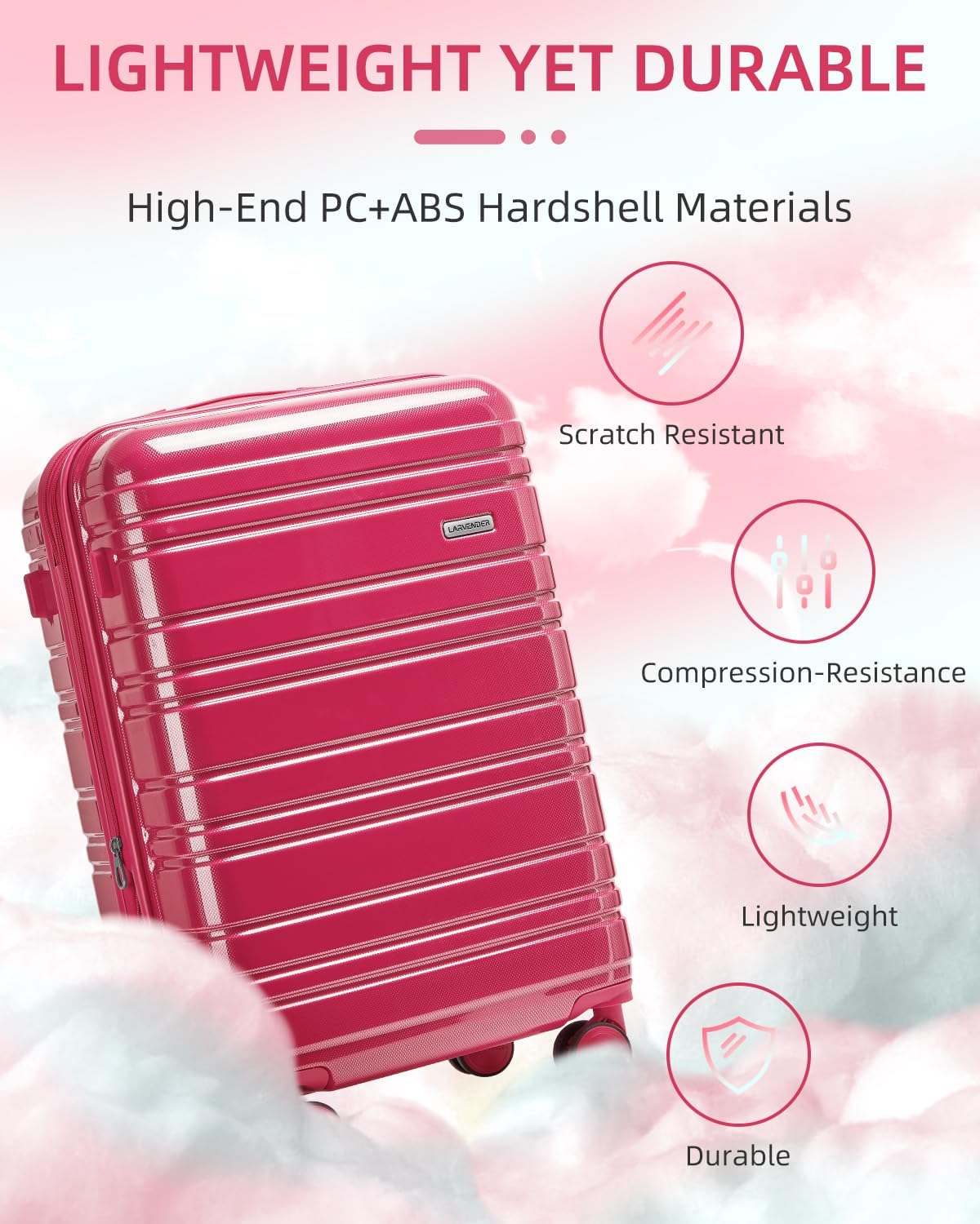 6-piece luggage set, expandable hardshell suitcase set with spinner wheels, lightweight rolling luggage set