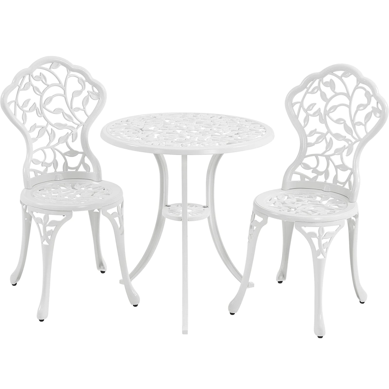 Yaheetech 3-Piece Aluminum Patio Bistro Table Set Antique Chair Sets