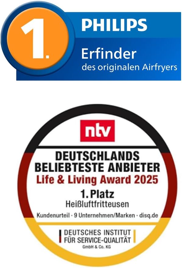 Airfryer 4000 Series Stacked Dual Basket, Gestapelte Heißluftfritteuse mit 2 Körben, 10L, RapidAir Technologie, 45% weniger Platzbedarf, PFAS-freie Keramikbeschichtung, Sichtfenster (NA460/00)
