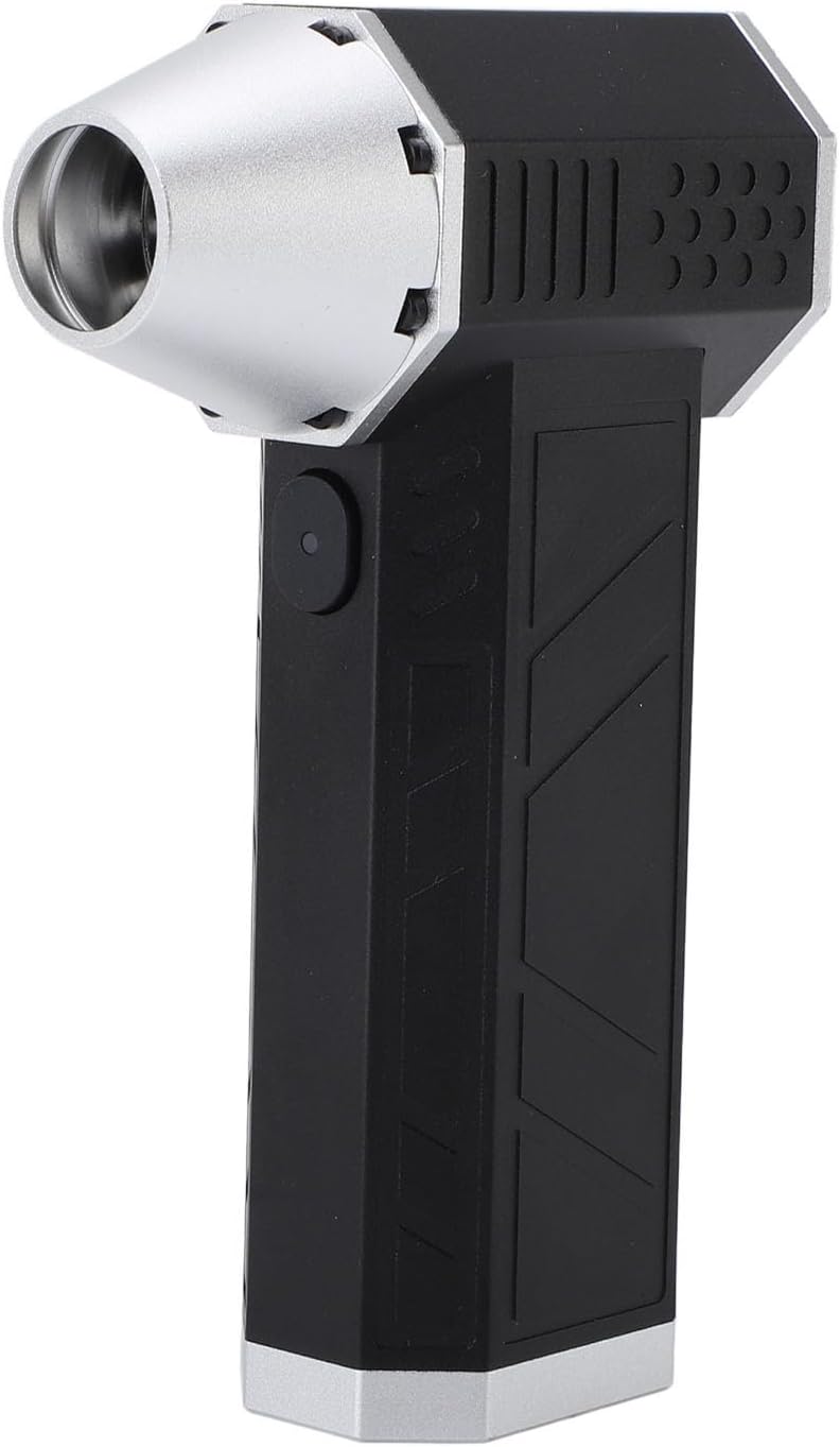 Mini-Jet-Ventilator, Bürstenloser Motor, Elektrischer Luftzerstäuber, Hohe Geschwindigkeit, für Reisen und Camping, Tragbar, Leicht (Schwarzes Silber)