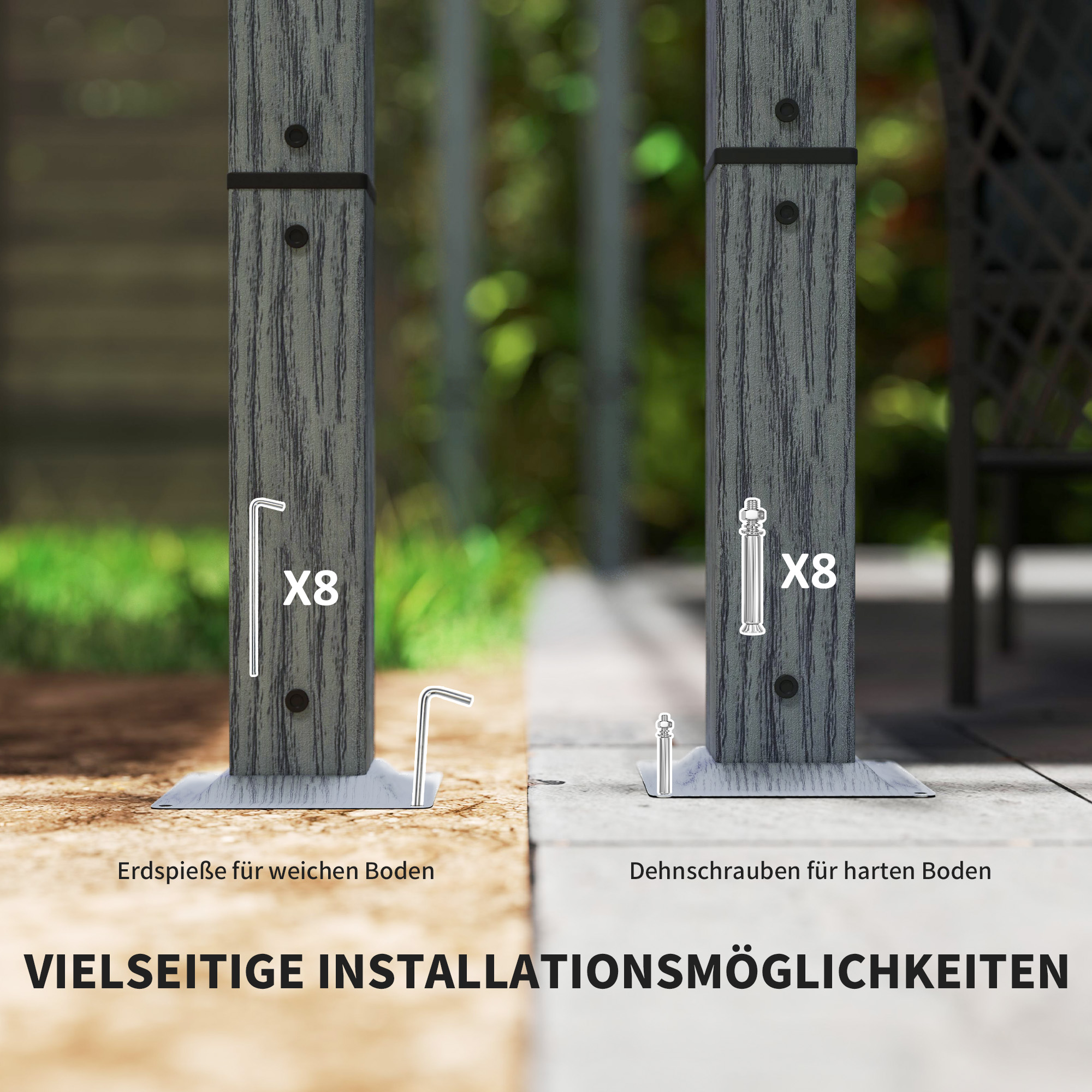 3 x 3 m Tuinpergola, Verstelbare Terrasoverkapping met Aluminium Frame, UPF30+ Zonbescherming, Grijs