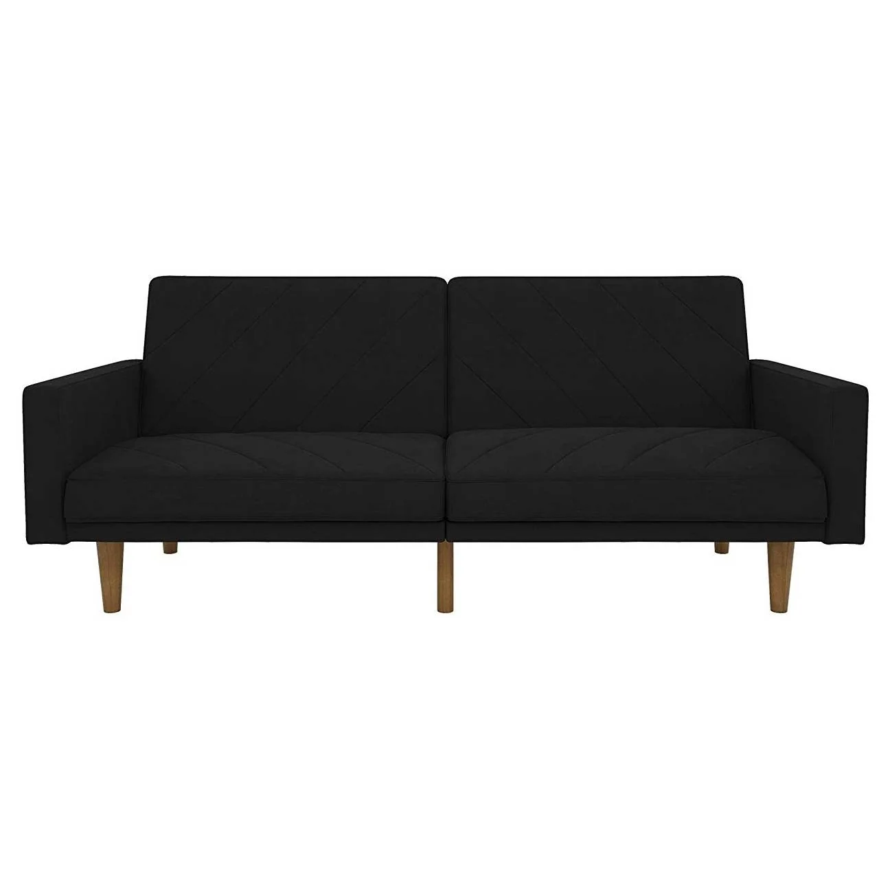 2025 Sofa Bed Gestoffeerd in Zwart Linnen in Mid-Century Moderne Stijl met Klassieke Houten Poten
