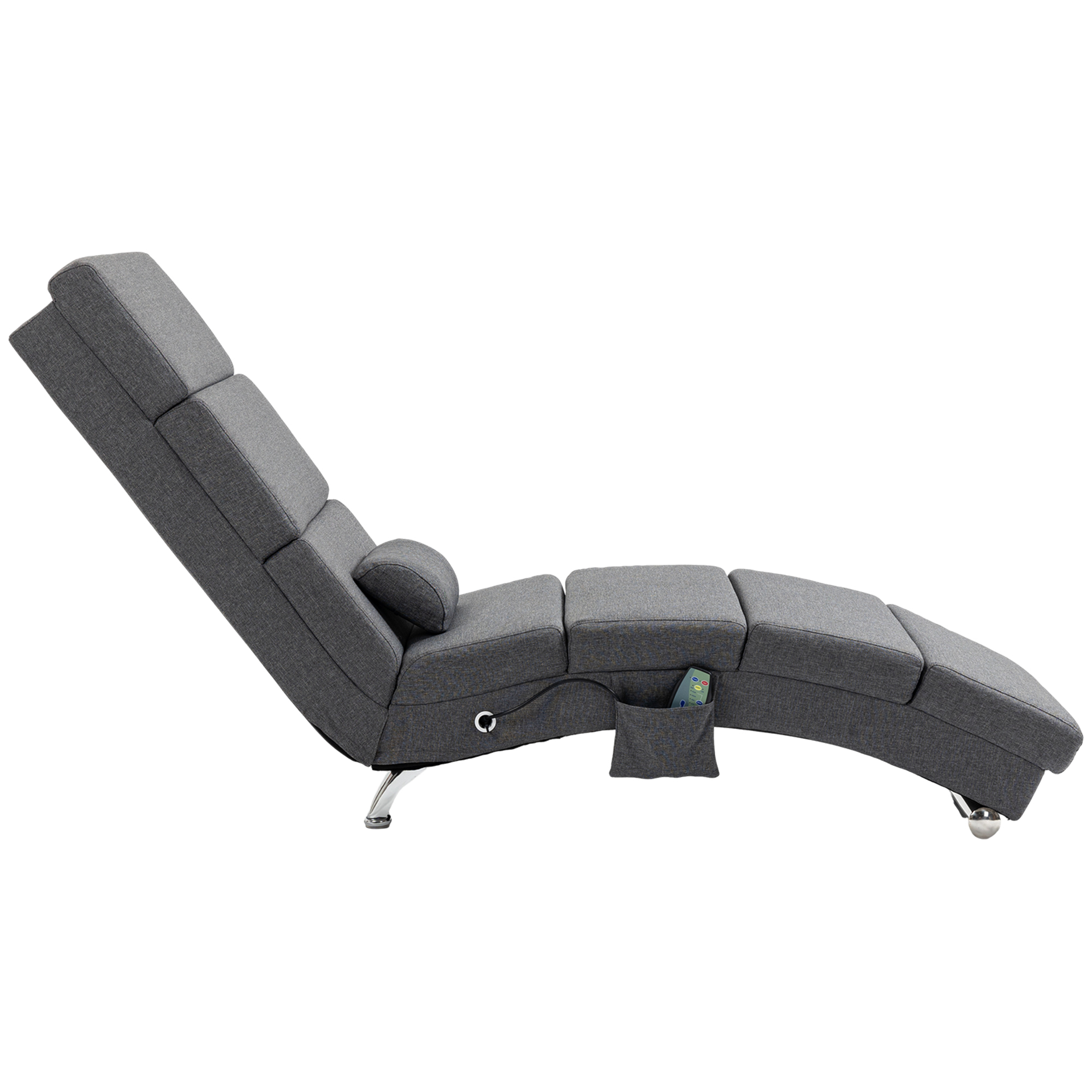 Massagestoel Relaxstoel Ligstoel 8 vibratiepunten, 5 modi, 8 vibratiepunten, 56 x 168 x 84 cm, Grijs