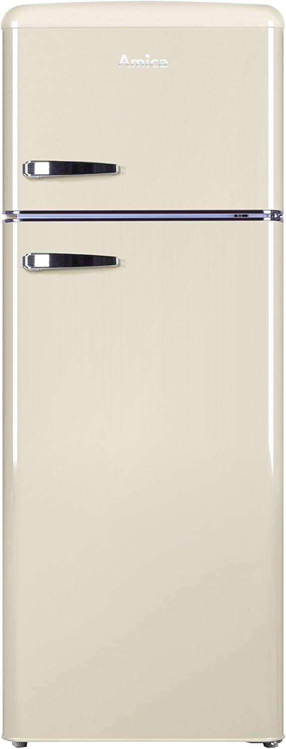Amica KGC 15632 T Retro Kühl-/Gefrierkombination / Ice Blue (Türkis) / 144cm (H) x 55cm (B) x 62cm (T) / Retro-Design / Kühlschrank mit Gefrierfach
