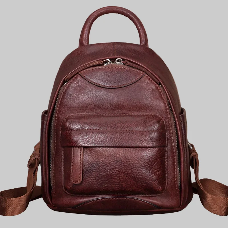 Hand Dyed Top Grain Leather Mini Backpack Purse