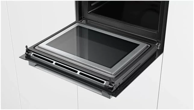Bosch HMG7361B1, Serie 8 smarter Einbau-Backofen mit Mikrowellenfunktion, 60 x 60 cm, Made in Germany, Schwarz, Air Fry, Digitaler Bedienring, Touchdisplay, Automatikprogramme, Reinigungsunterst��tzung