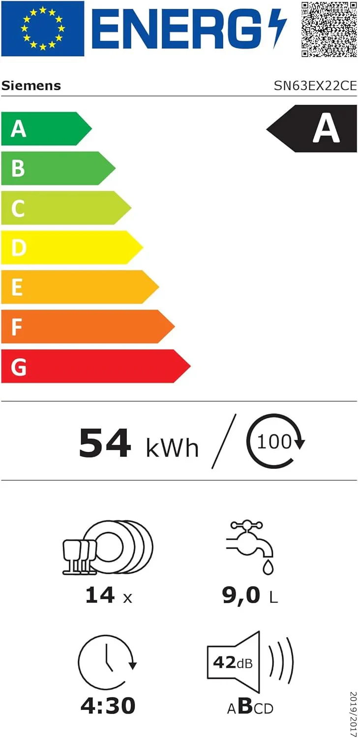 Siemens SN63EX14VE, iQ300 Smarter Geschirrsp��ler, Vollintegrierte Sp��lmaschine mit Besteckschublade, 60 cm, Auto T��r?ffnung dank autoOpen dry, Besonders leise durch iQdrive-Motor, infoLight aquaStop