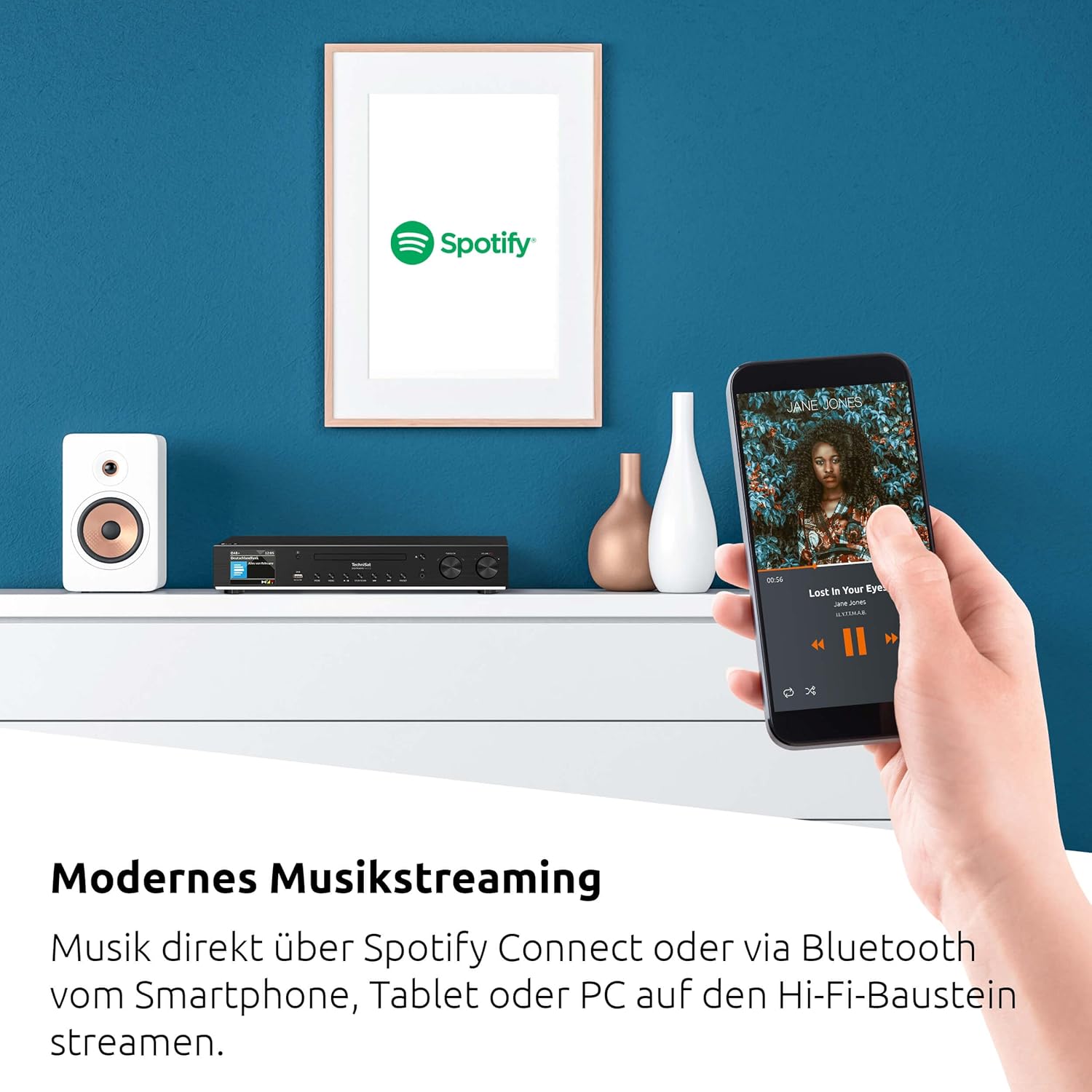 TechniSat DIGITRADIO 143 CD (V3) – Digital HiFi-Tuner, Internetradio (DAB+, UKW, Bluetooth-Audiostreaming, Spotify Connect, CD-Player, WLAN, Breite 43,5 cm, App-Steuerung, Fernbedienung) Schwarz