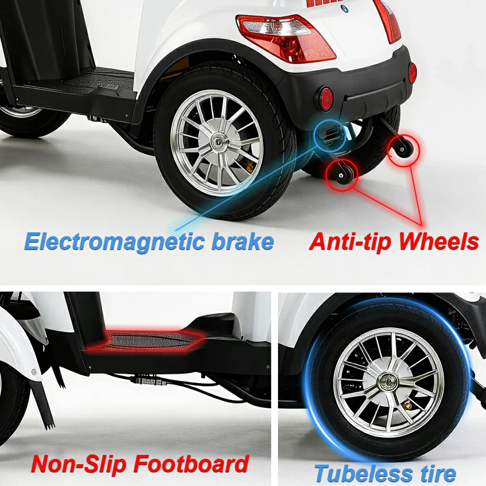 4-Wheel Electric Mobility Scooter with 3 Selectable Speed Modes and 500W Motor, 150kg Max Load