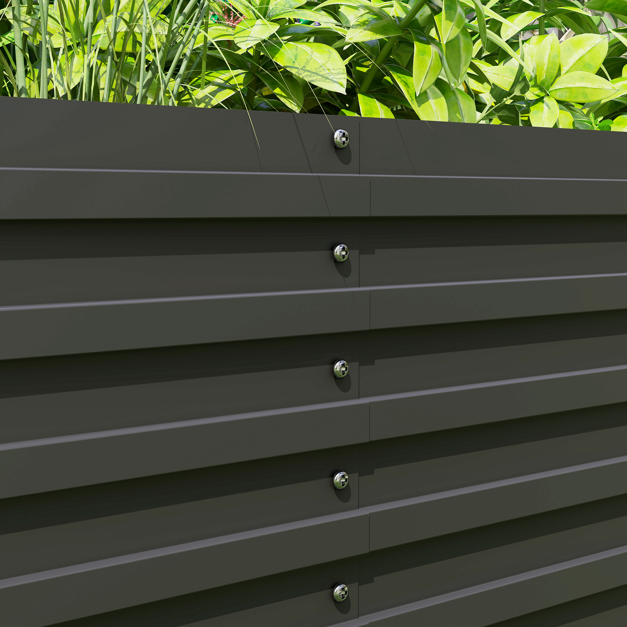 Verhoogde Tuinbed, Open Bodem, Gepoedercoat Staal, 240 x 60 x 60 cm, Donkergrijs