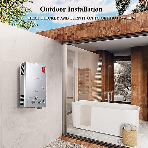 ECUTEE 18L 36KW Scaldabagno a gas di petrolio liquefatto Scaldabagno a gas propano/GPL, Scaldabagno istantaneo senza serbatoio con kit doccia, Per docce da esterno, argento : Amazon.it: Fai da te