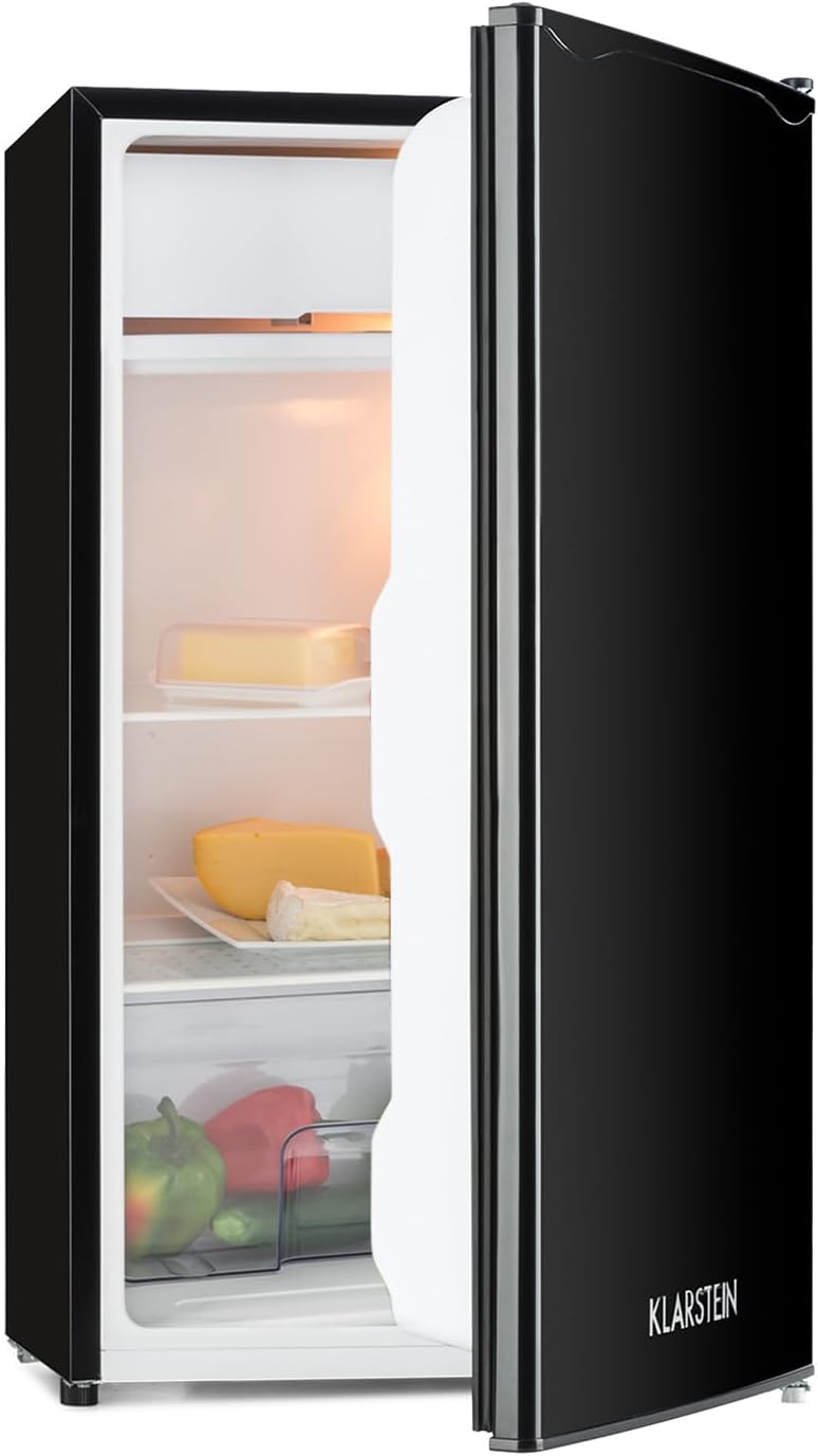 Klarstein MKS-6 Mini-Kühlschrank mit 66 Liter Volumen und 83 Watt, Sleek Edition, freistehend, 3 Temperaturstufen 5 bis 15 °C, 33 db, Innenbeleuchtung, Regaleinschübe, Seitenfächer, weiß