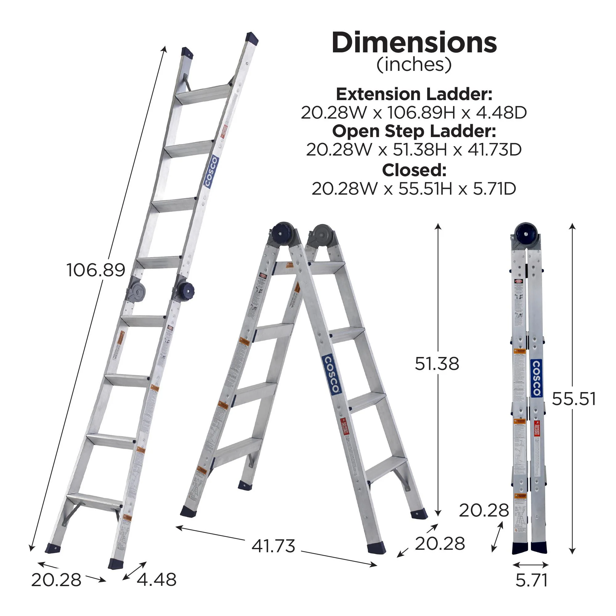 2-in-1 Trap- en Uitklapladder, Bereik 2,64 m