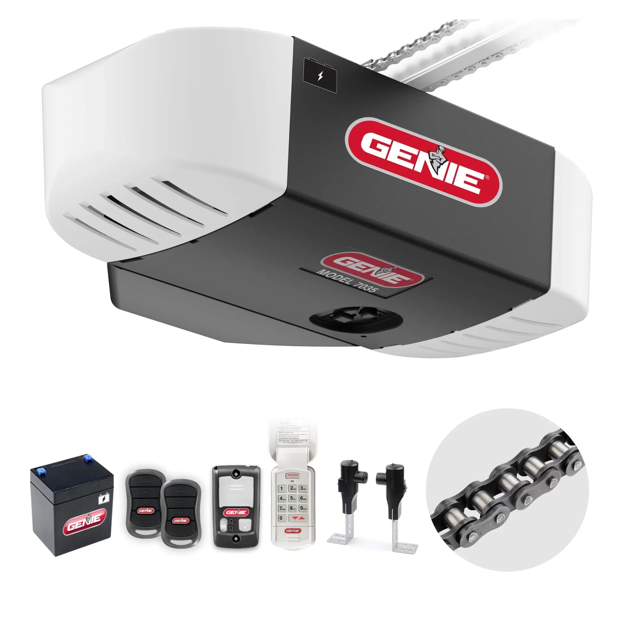 Genie kettingaandrijving 750 3/4 HPc garagedeuropener met batterijback-up - Heavy Duty -