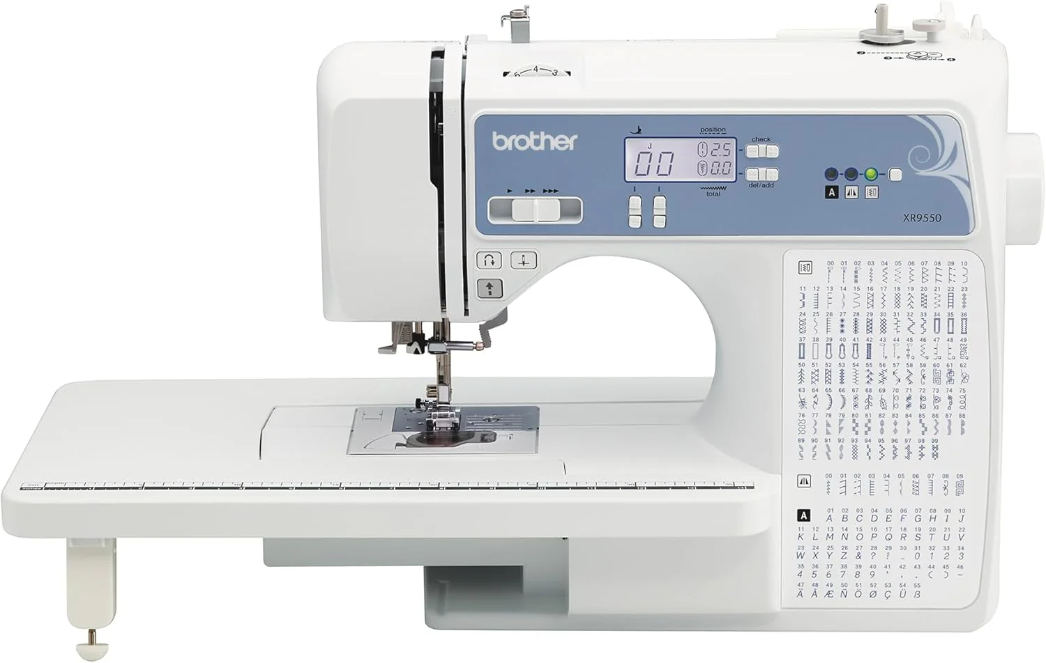Brother Sewing and Quilting Machine. Computerized. 165 Built-in Stitches. LCD Display. Wide Table. 8 Included Presser Feet. White. 20x12x17