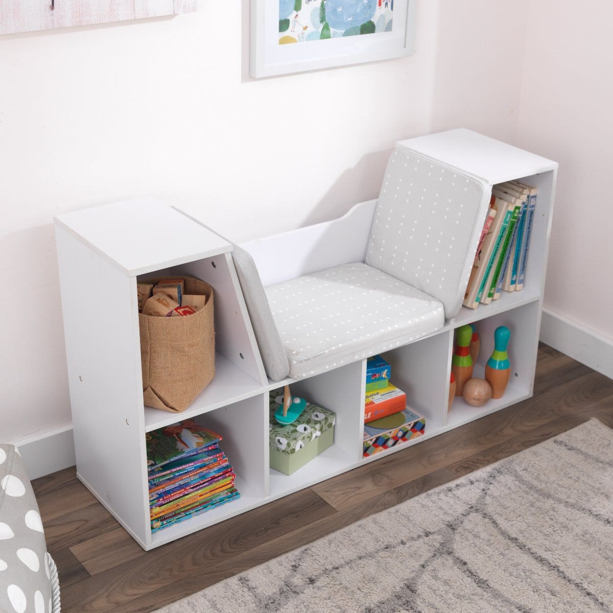 Boekenkast met leeshoek - Wit