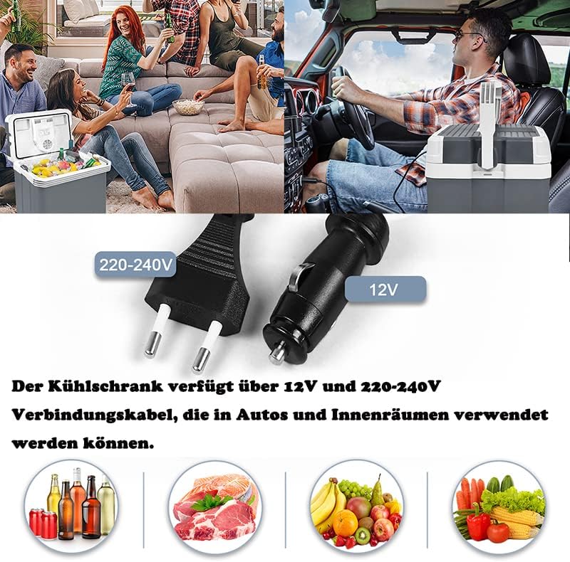 AufuN 48L Kühlbox mit Rollen, zum Warmhalten und Kühlen, Mini-Kühlschrank, 12 V und 230 V für Auto, Lkw, Boot, Reisemobil und Steckdose, mit ECO Modus(Grau)