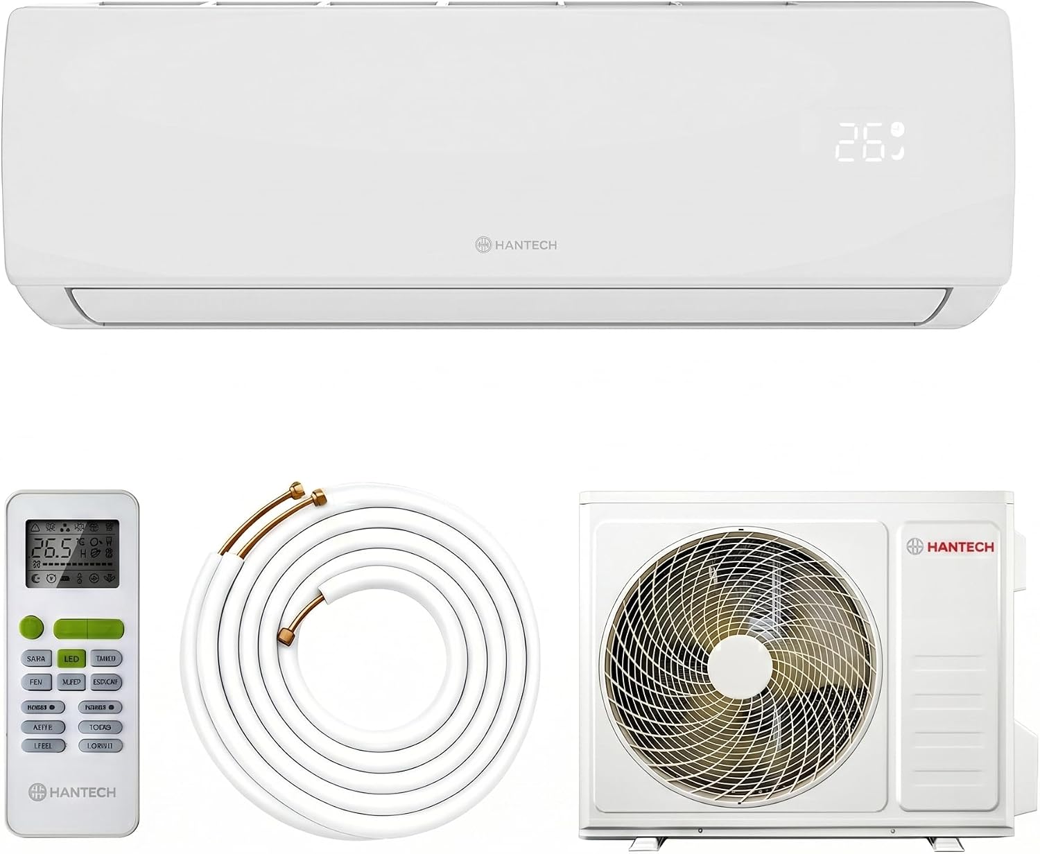 Hantech Split Klimaanlage 18000 BTU mit Quick Connect Set – WLAN, Wandhalterung & 5 m Leitung – Klimagerät für Wohnung & Schlafzimmer, WIFI, App und Fernbedienung