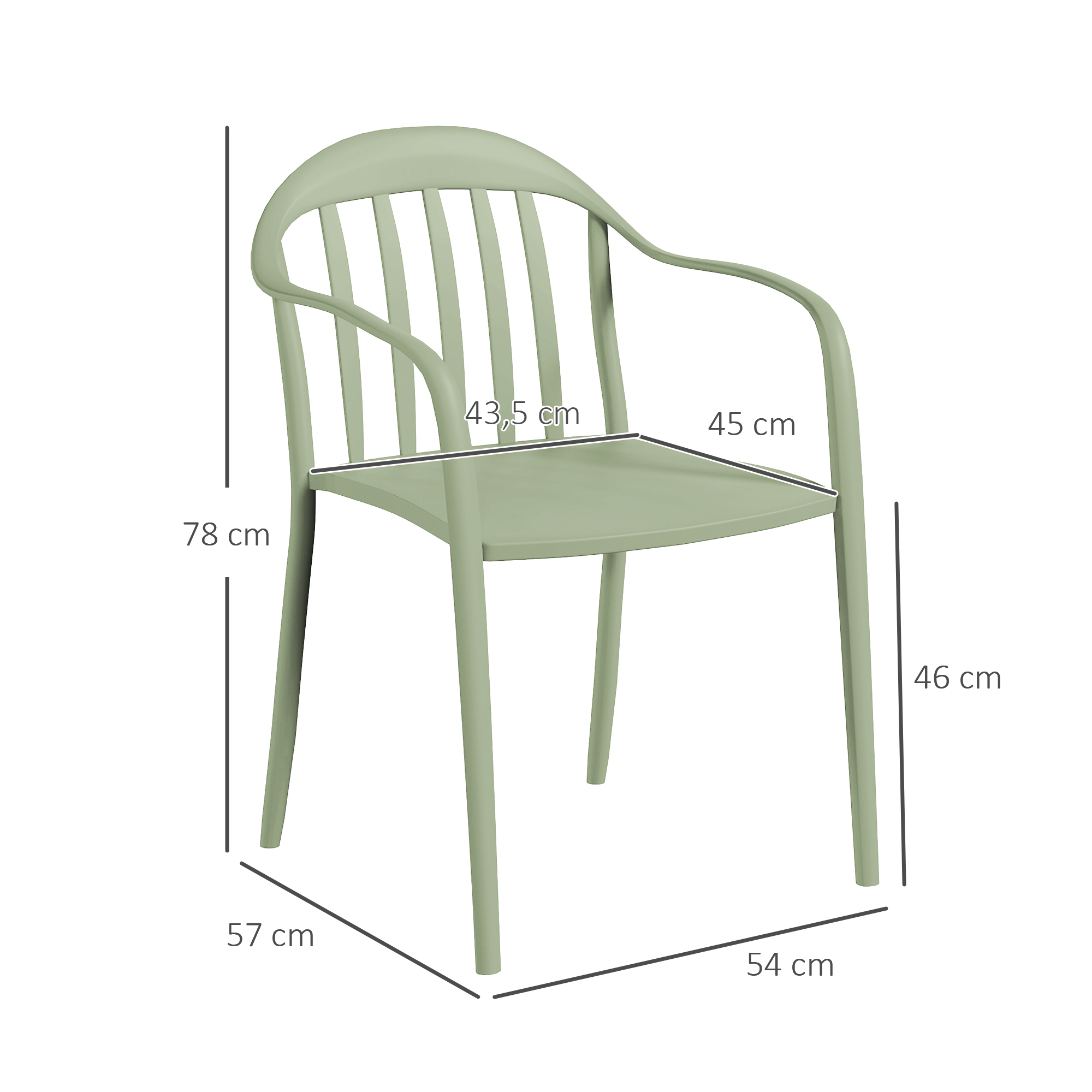 Outsunny 4-delige Set Tuinstoelen Weerbestendig met Armleuning en Rugleuning tot 120 kg Belastbaar