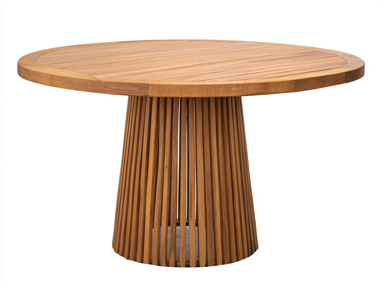 Gartentisch Massivholz Rund 120x120x75 cm - Braun - Geeignet für Garten Terrasse - Modernes Design