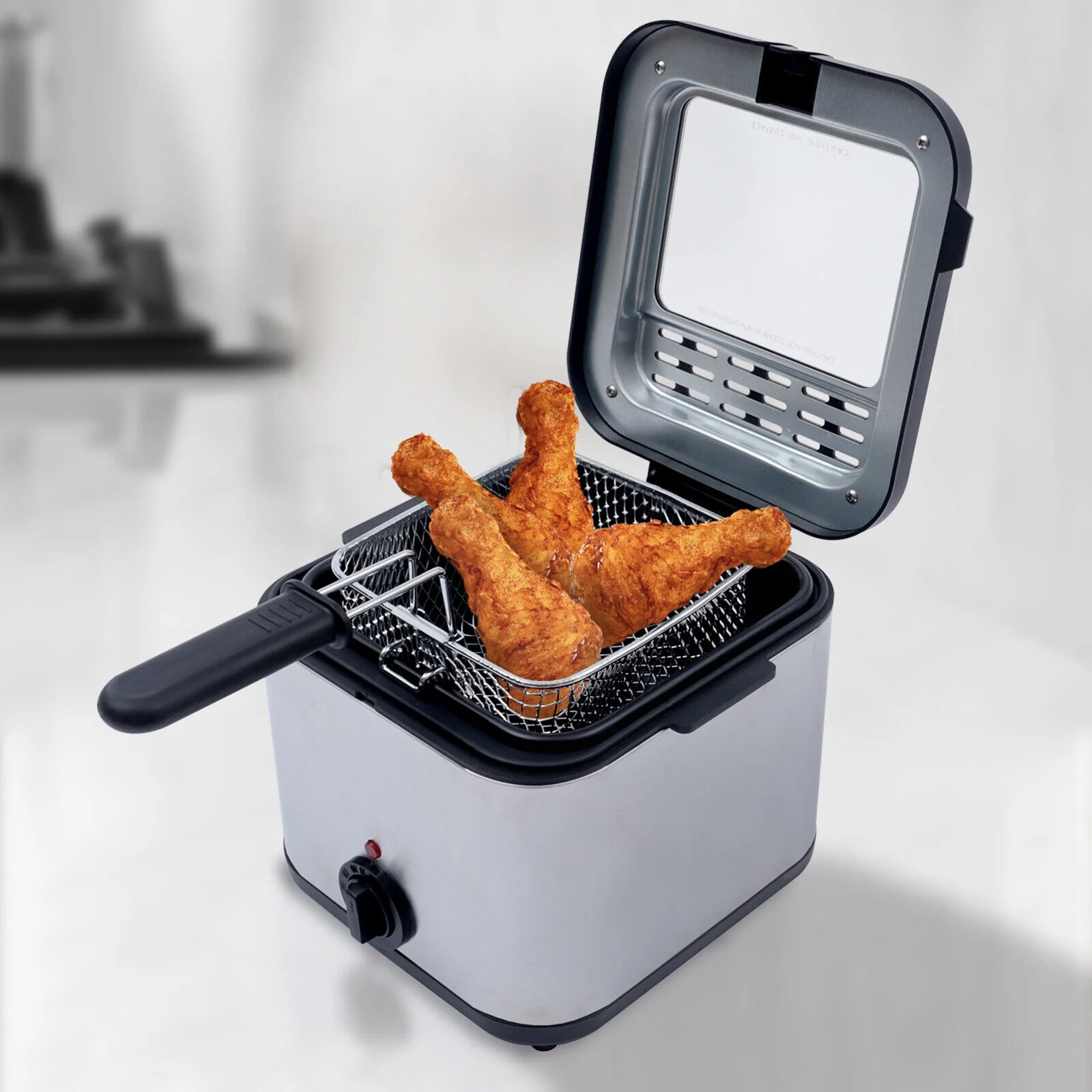 2025 Compacte Frituurpan van 1000W en 2,5L met Mand, Transparant Venster en Olie-afvoerhaak