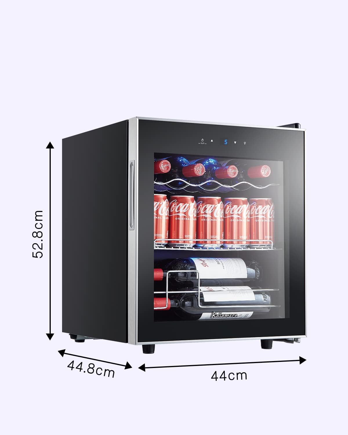 Kalamera Getränkekühlschrank, Bierkühlschrank mit Touch-Bedienfeld, 3-18°C Kühlzone, Flaschenkühlschrank 86 Liter, Blaue LED-Innenbeleuchtung, 41 dB, KRC-86GE