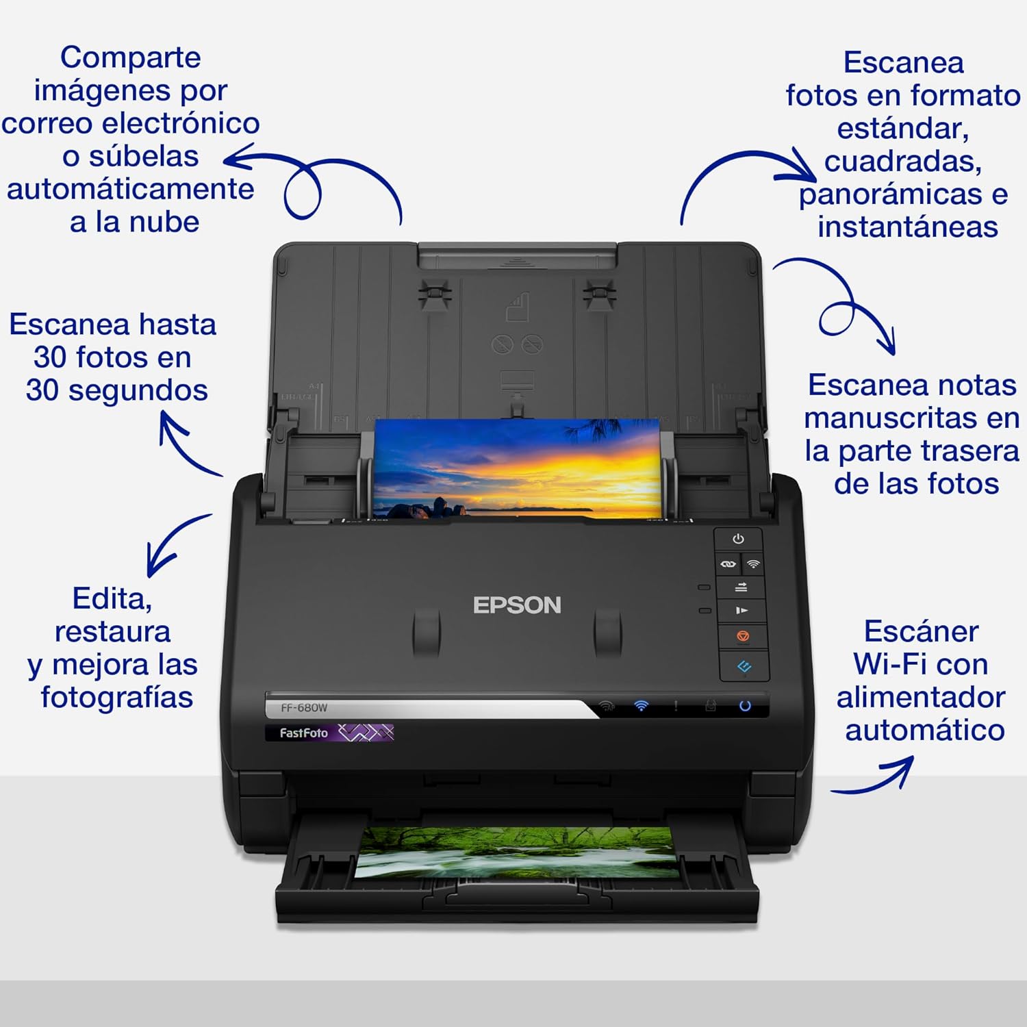 Epson WorkForce ES-580W Scanner, Dokumentenscanner (scannt ohne PC, 35 Seiten bzw. 70 Bildern pro Minute, bis DIN A4, beidseitiger Scan in einem Durchgang, automatische Ausrichtung) One size