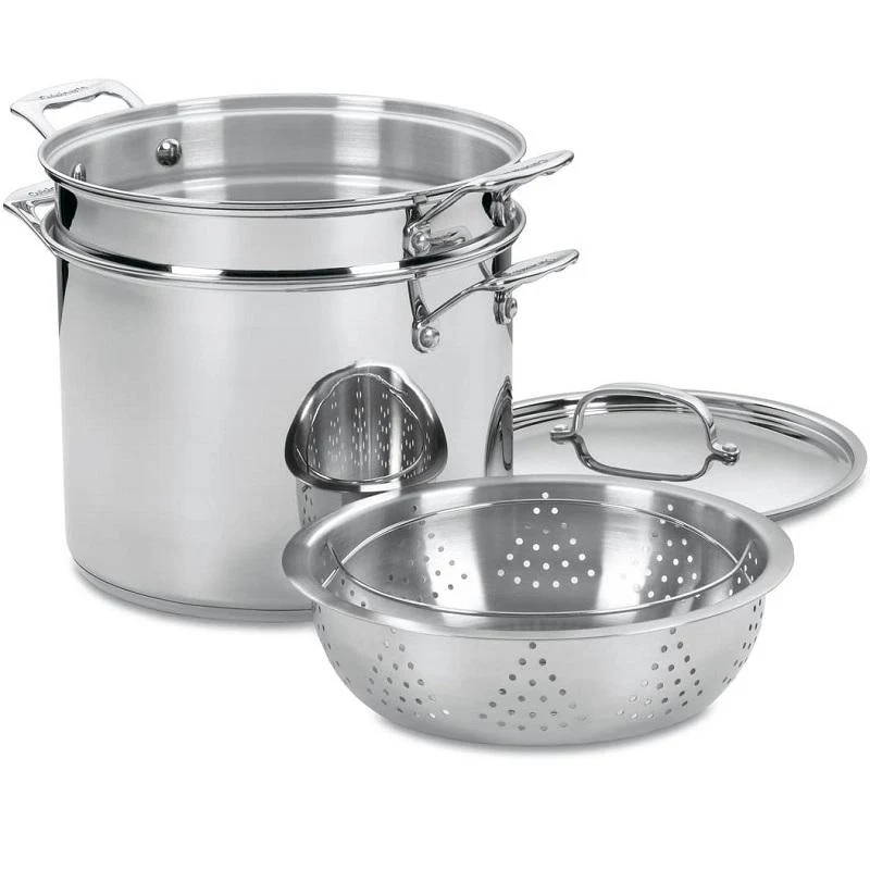 2025 Cuisinart 12-Quart Roestvrijstalen Pasta- en Stoomkookset